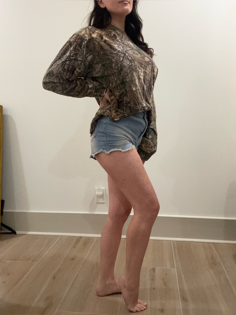 Women's Long Sleeve Camo Tee - Olive Brown